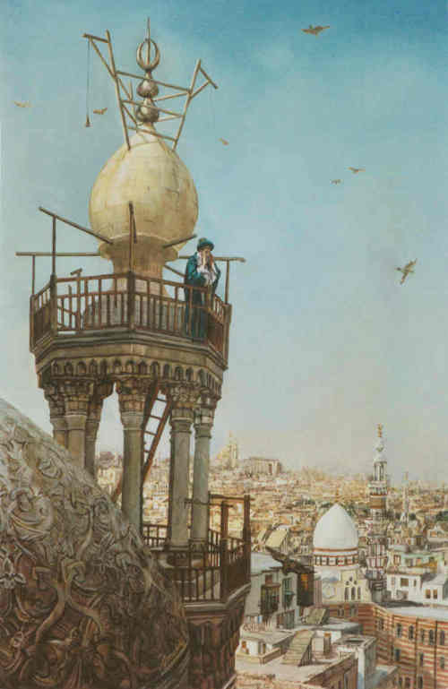 Muezzin Call To Prayer, Cairo, Orientalists, 24inx36in acrylic on canvas...STOLEN